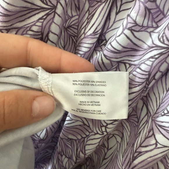 Eddie Bauer Lavender Leaf Pattern Dress - Picture 3 of 5